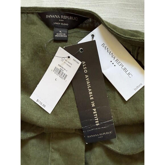 Banana Republic Linen Blend Utility Blend Romper In Treegrove Green Sz L New - Picture 6 of 8